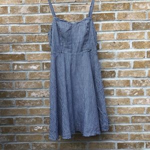 Navy blue and white gingham cami dress